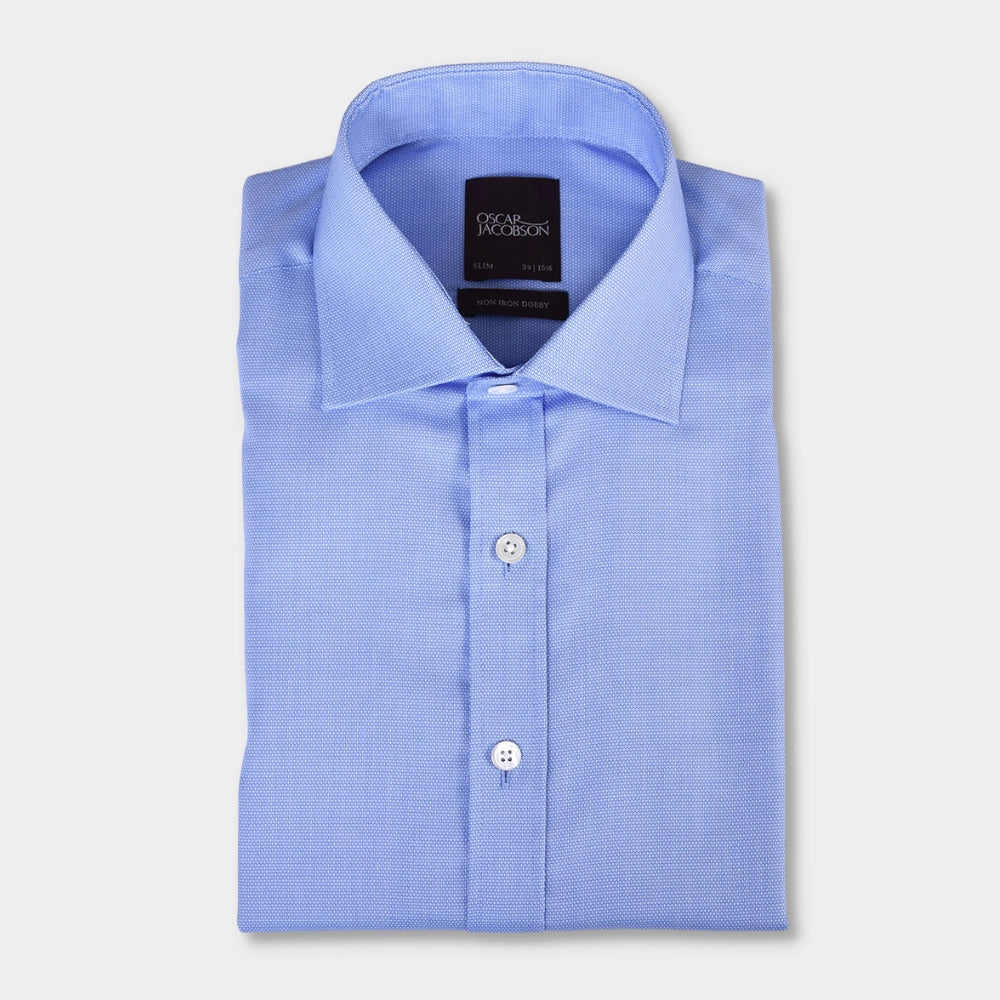 Slim Fit Cut Away Dobby Shirt - Blue - Hugo Sthlm