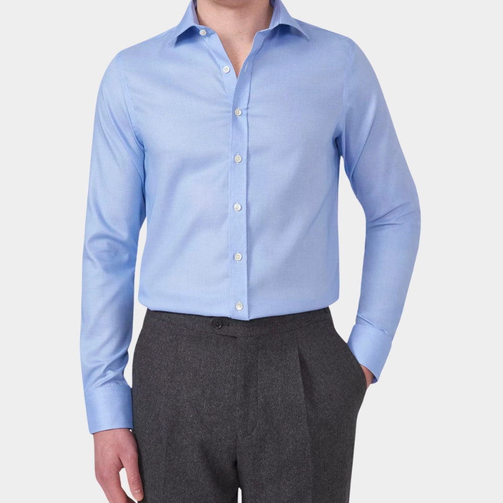 Slim Fit Cut Away Dobby Shirt - Blue - Hugo Sthlm