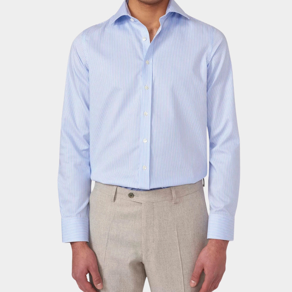 Slim Fit Cut Away Non Iron Banker Stripe - Blue - Hugo Sthlm