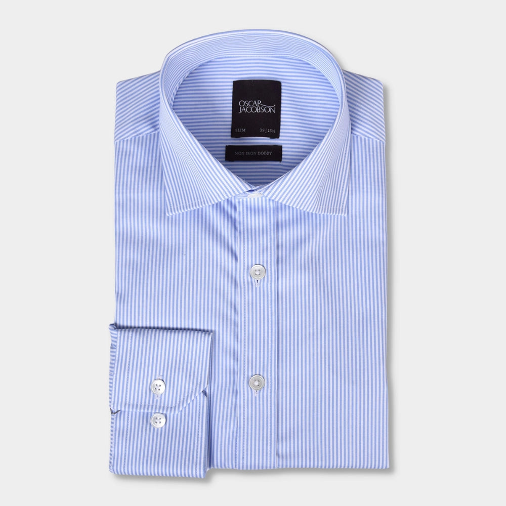 Slim Fit Cut Away Non Iron Banker Stripe - Blue - Hugo Sthlm