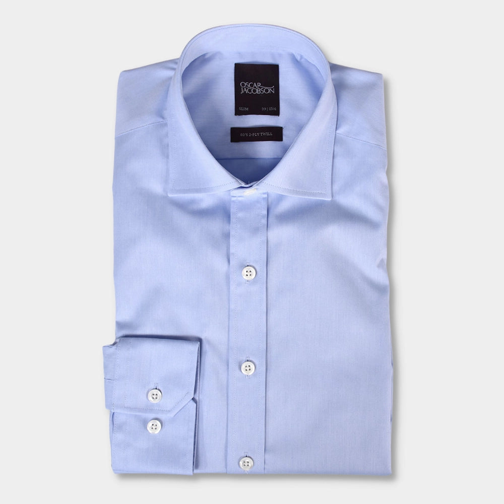 Slim Fit Cut Away Twill Shirt - Blue - Hugo Sthlm