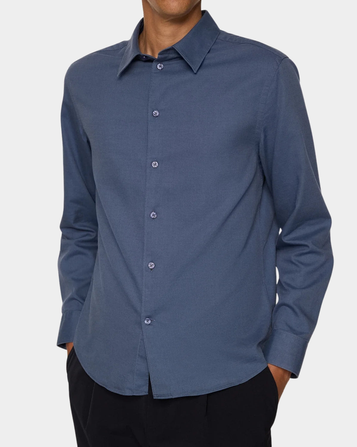Slim LS Cotton Tencel Shirt - Vintage Indigo - Hugo Sthlm