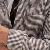 Straight Fit Casual Spread Houndstooth - Black Brown