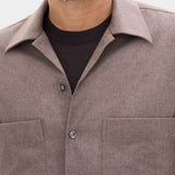 Straight Fit Cuban Winter Twill Shirt - Coffe Brown