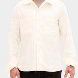 Straight Fit Cuban Winter Twill Shirt - White Sand