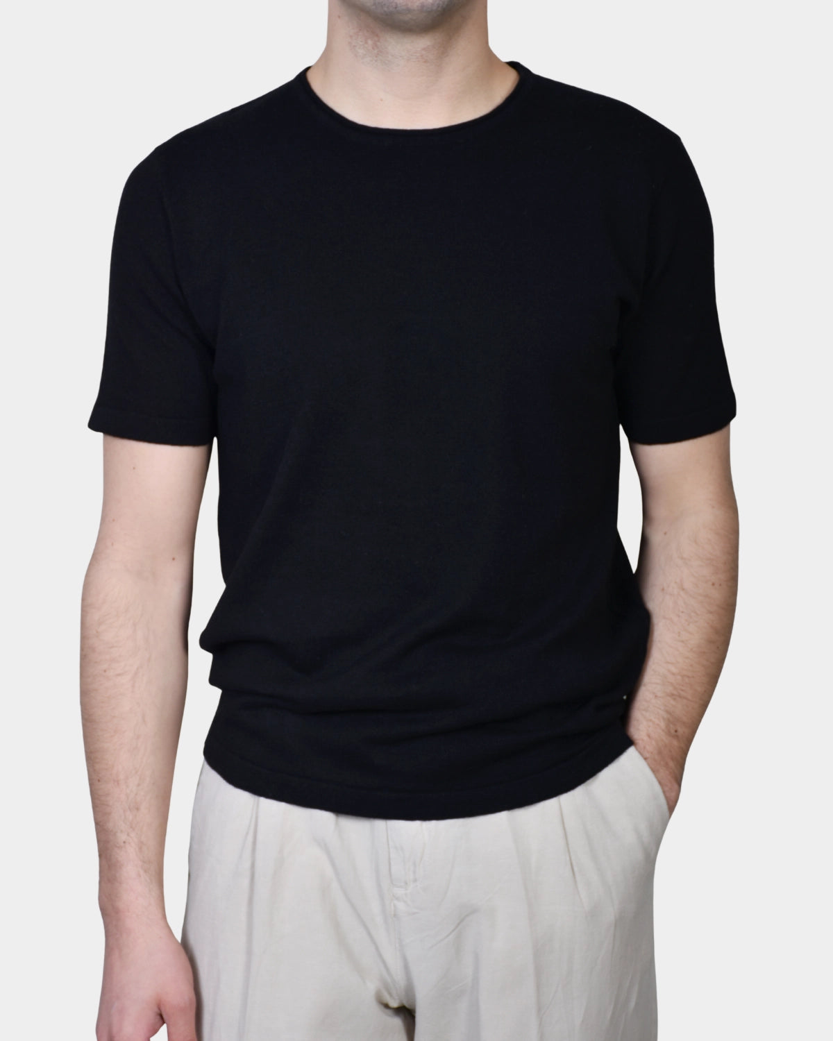 T-shirt Knit Linen Blend - Black - Hugo Sthlm