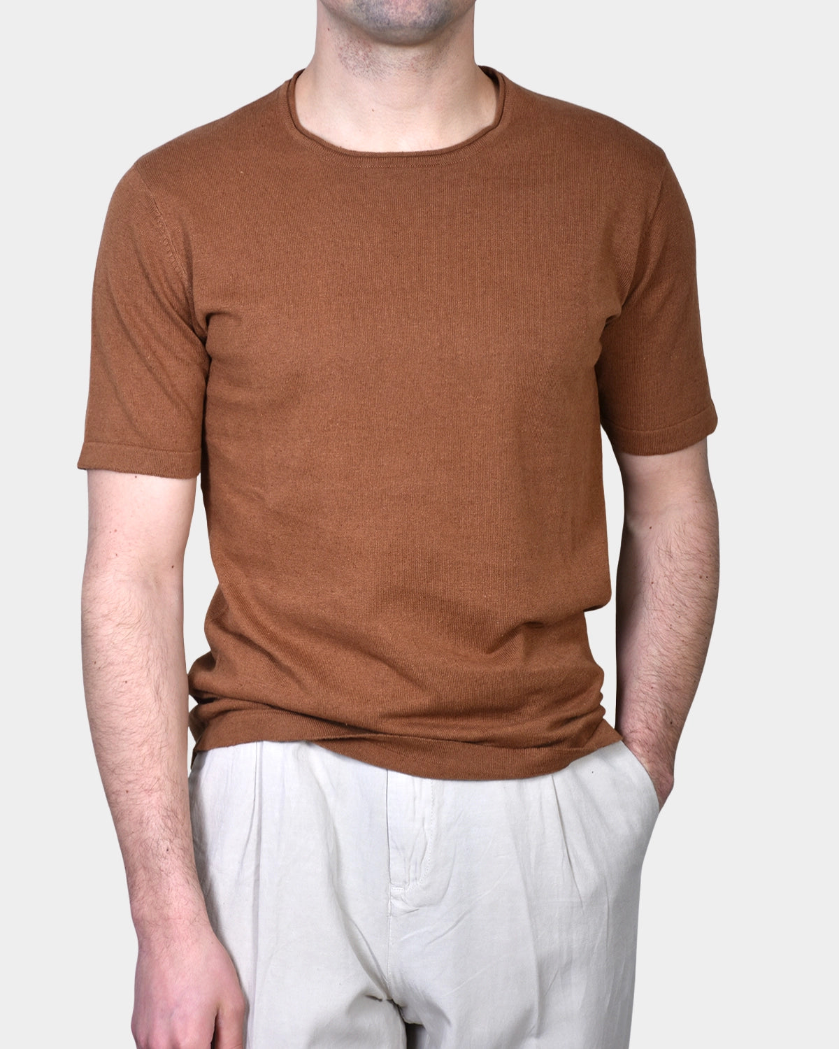T-shirt Knit Linen Blend - Caffe - Hugo Sthlm
