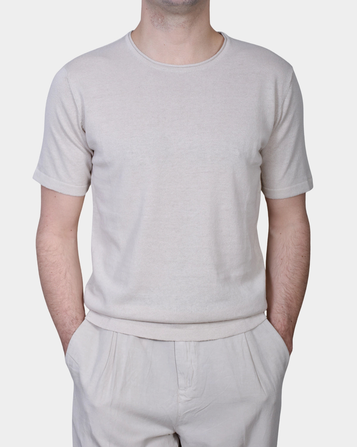 T-shirt Knit Linen Blend - Beige - Hugo Sthlm
