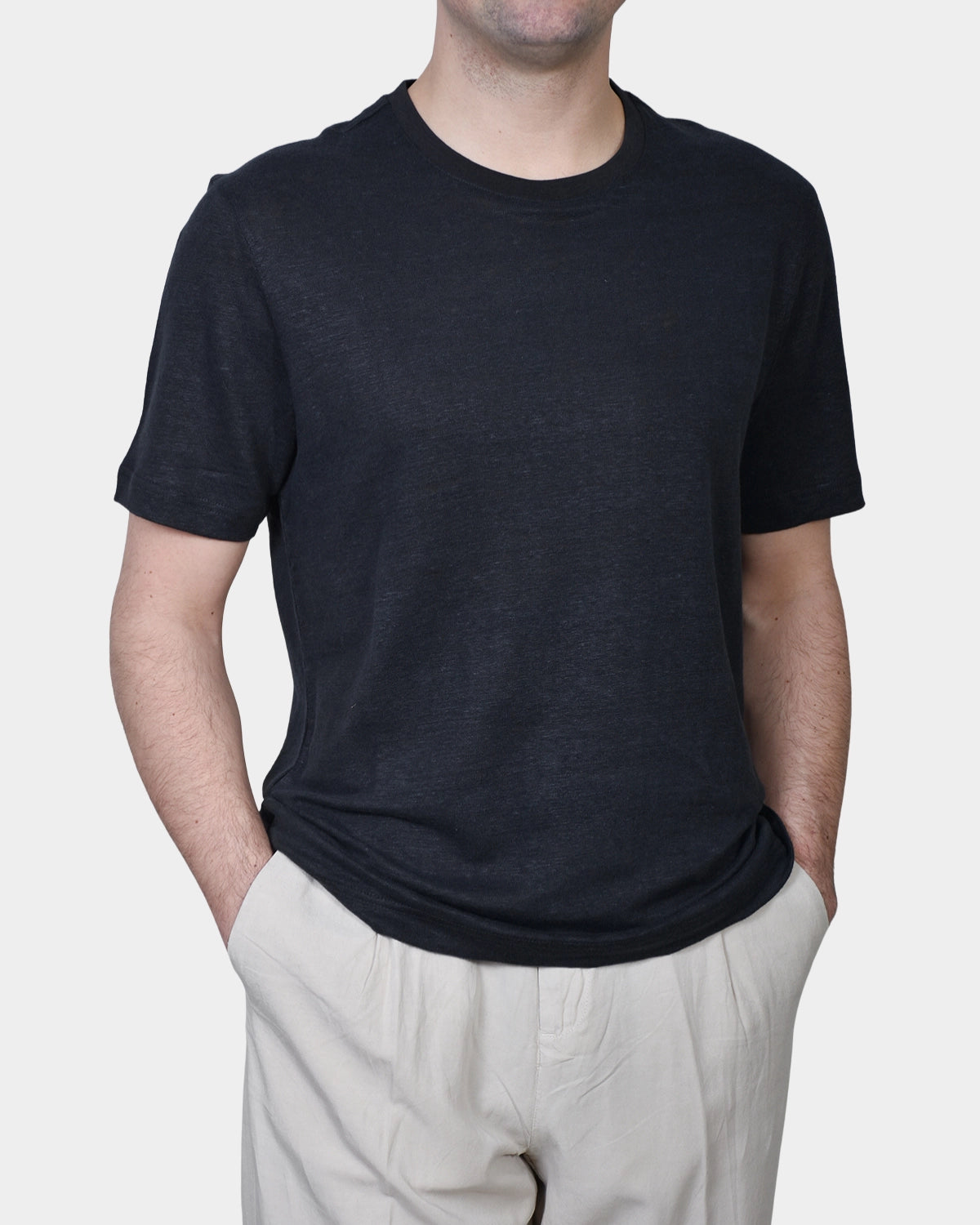 T-shirt Linen Jersey - Black - Hugo Sthlm