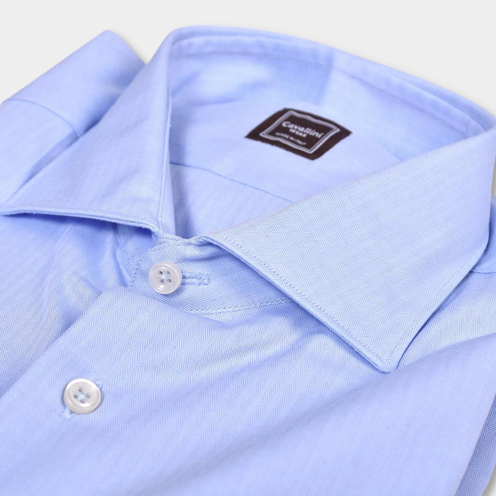 Tailor Fit Cutaway Herringbone Shirt - Blue - Hugo Sthlm