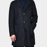 Two Color Boiled Wool Coat - Black - Hugo Sthlm