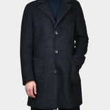 Two Color Boiled Wool Coat - Black - Hugo Sthlm
