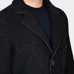 Two Color Boiled Wool Coat - Black - Hugo Sthlm