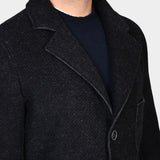 Two Color Boiled Wool Coat - Black - Hugo Sthlm