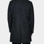 Two Color Boiled Wool Coat - Black - Hugo Sthlm