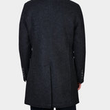 Two Color Boiled Wool Coat - Black - Hugo Sthlm