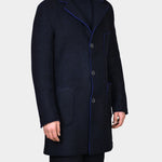 Two Color Boiled Wool Coat - Navy - Hugo Sthlm