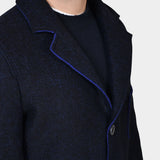 Two Color Boiled Wool Coat - Navy - Hugo Sthlm