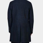Two Color Boiled Wool Coat - Navy - Hugo Sthlm