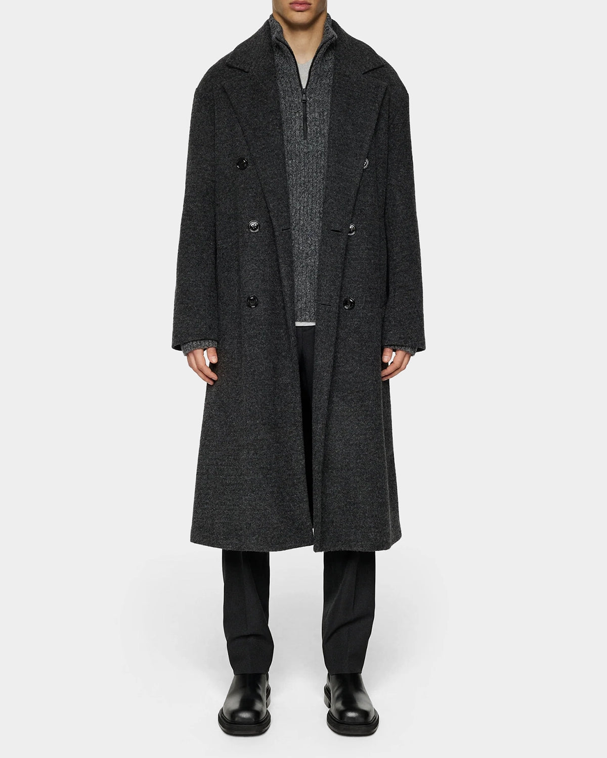 Willy Bonded Wool Coat - Dark Grey Melange - Hugo Sthlm
