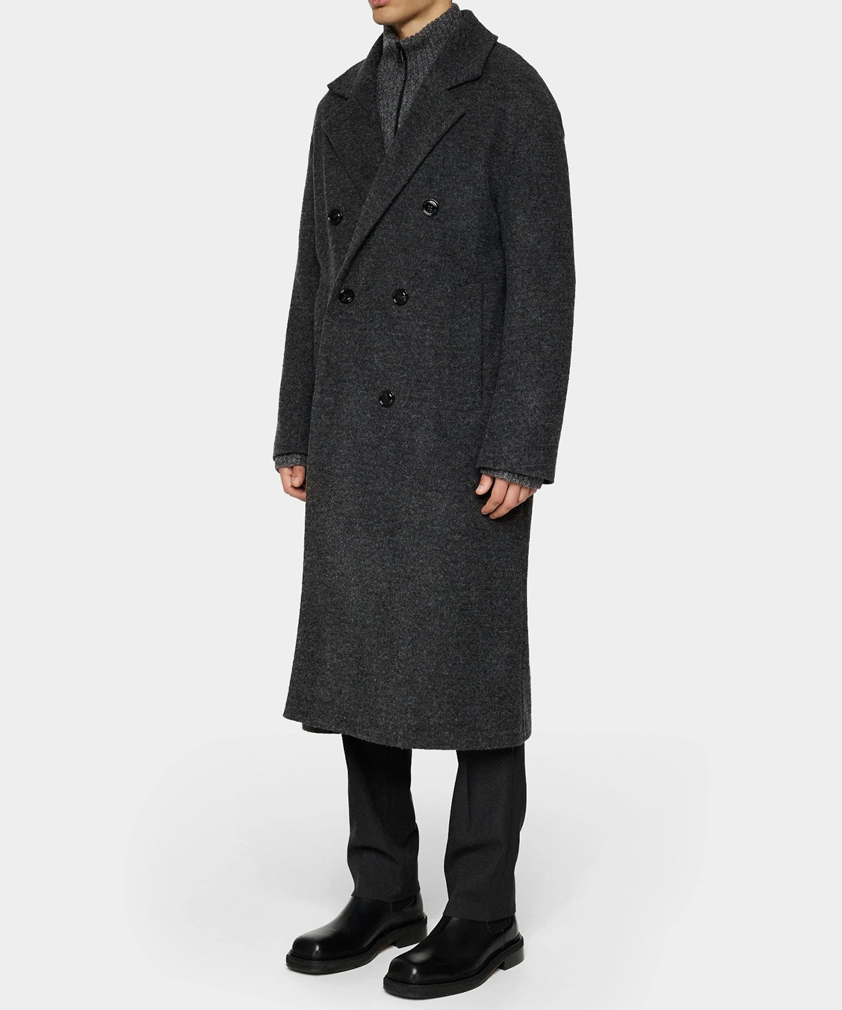 Willy Bonded Wool Coat - Dark Grey Melange - Hugo Sthlm