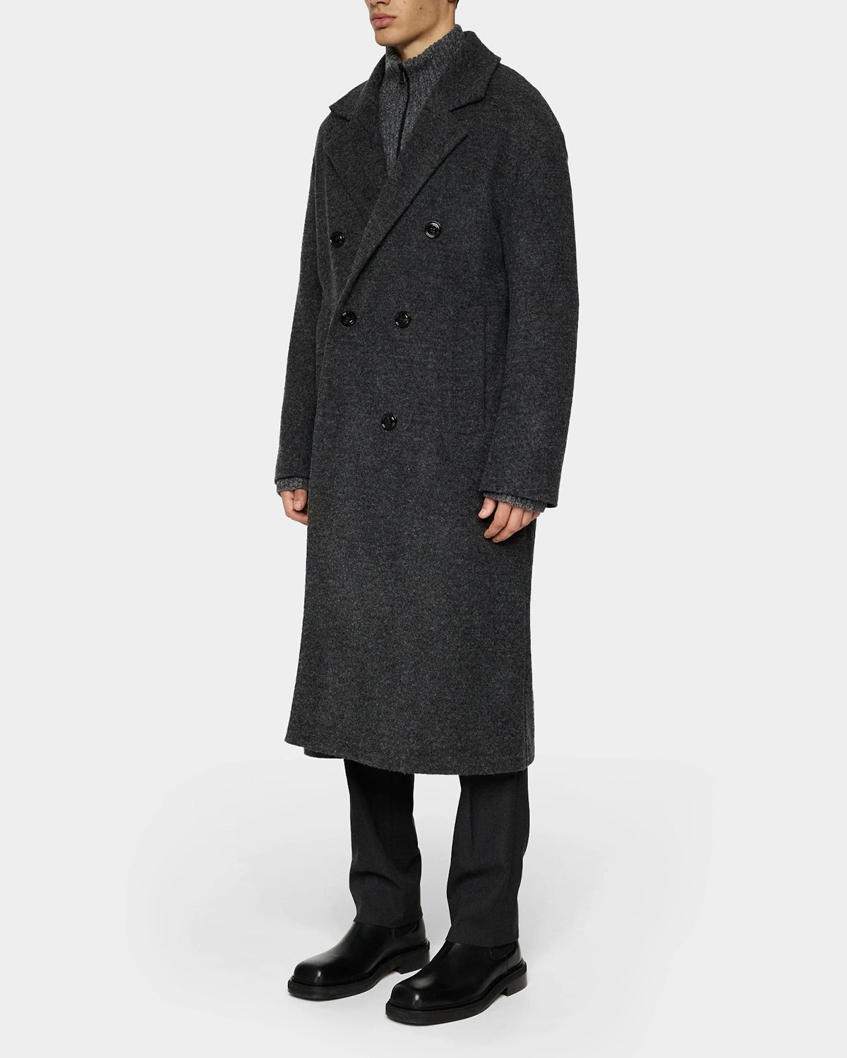 Willy Bonded Wool Coat - Dark Grey Melange - Hugo Sthlm
