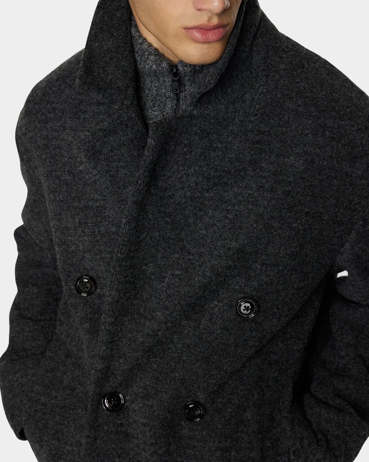 Willy Bonded Wool Coat - Dark Grey Melange - Hugo Sthlm