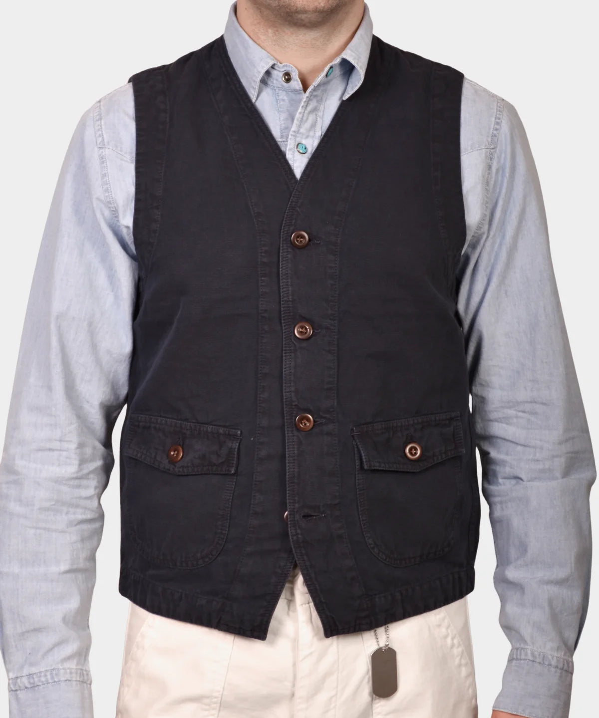 Work Vest Linen St Michel - Navy Blue - Hugo Sthlm