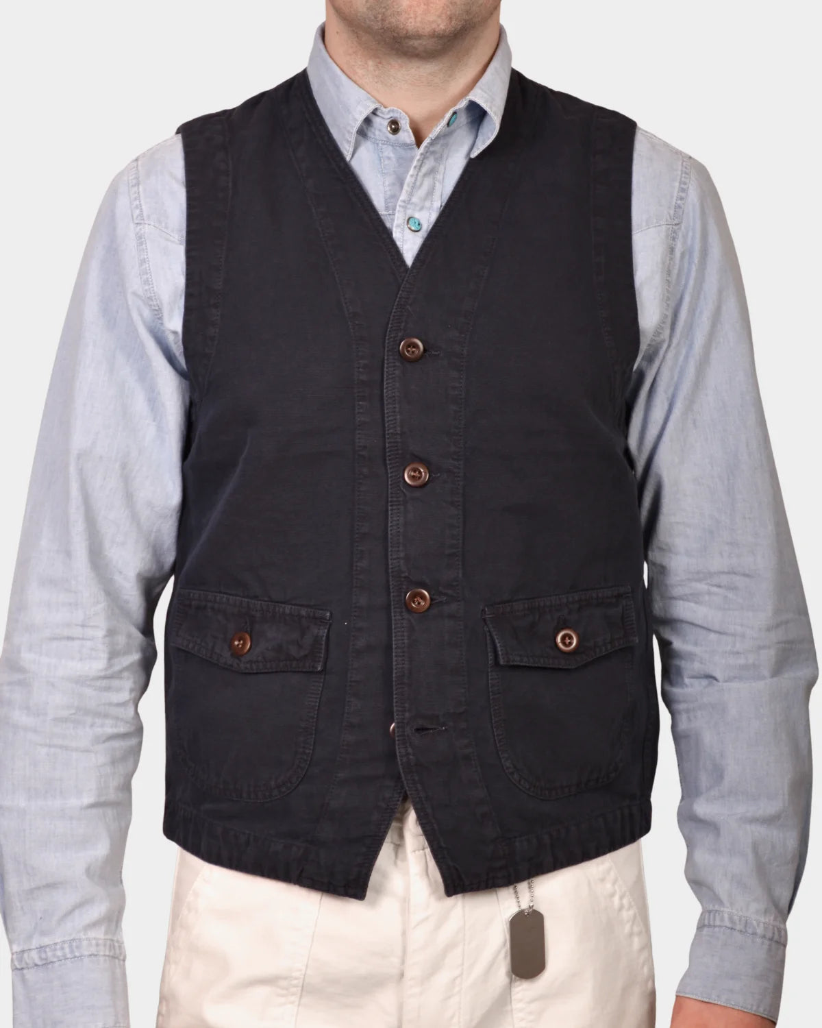 Work Vest Linen St Michel - Navy Blue - Hugo Sthlm