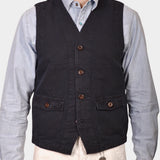 Work Vest Linen St Michel - Navy Blue - Hugo Sthlm