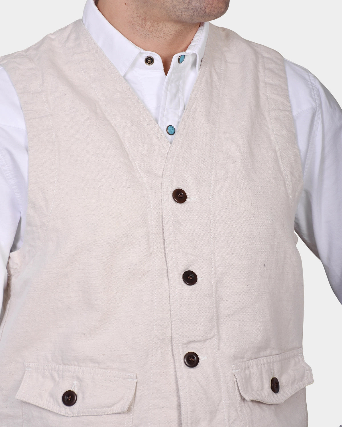 Work Vest Linen St Michel - Ivory - Hugo Sthlm