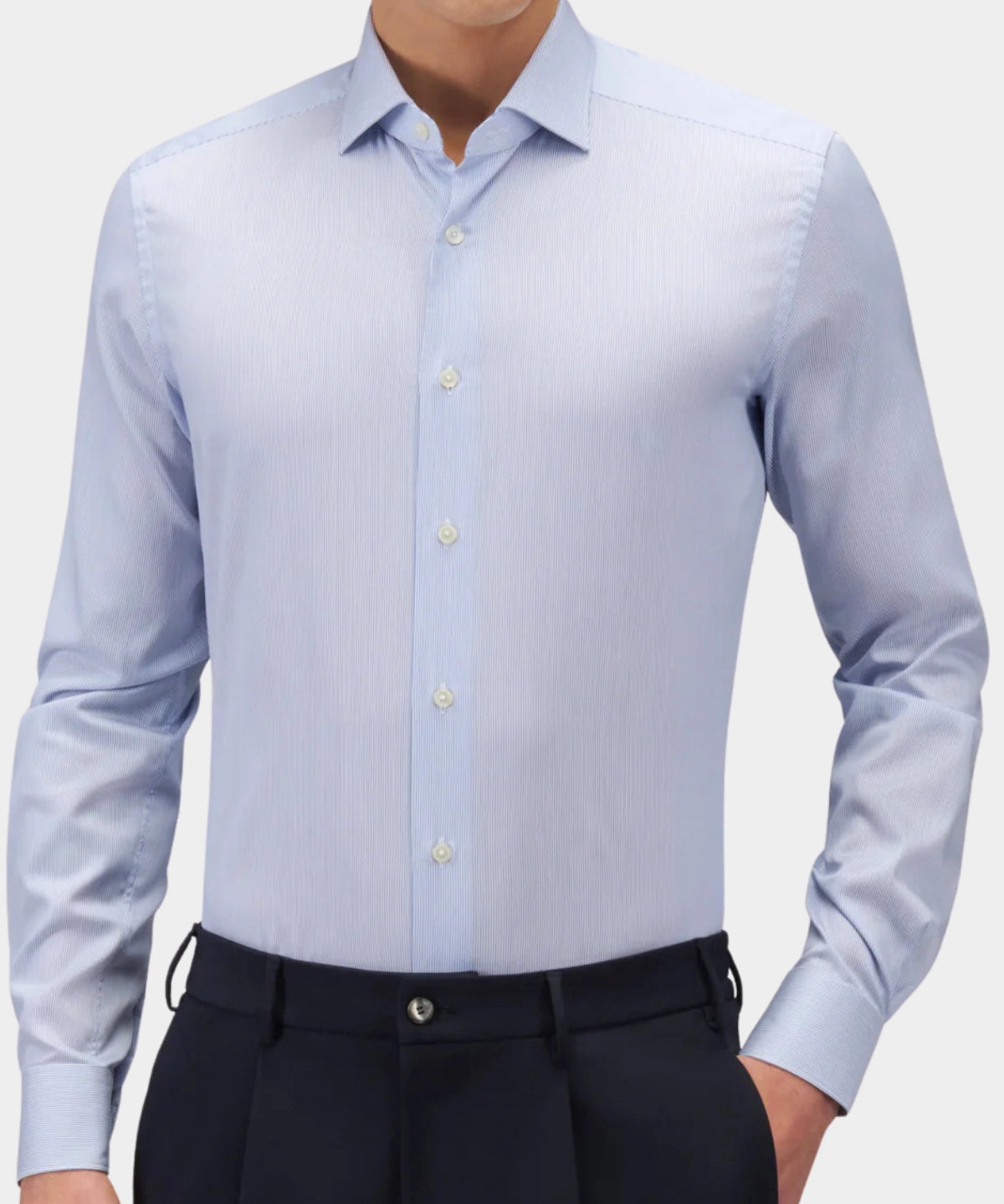 Wrinkle Free Cotton Stripe Shirt - Lt Blue - Hugo Sthlm