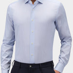 Wrinkle Free Cotton Stripe Shirt - Lt Blue - Hugo Sthlm