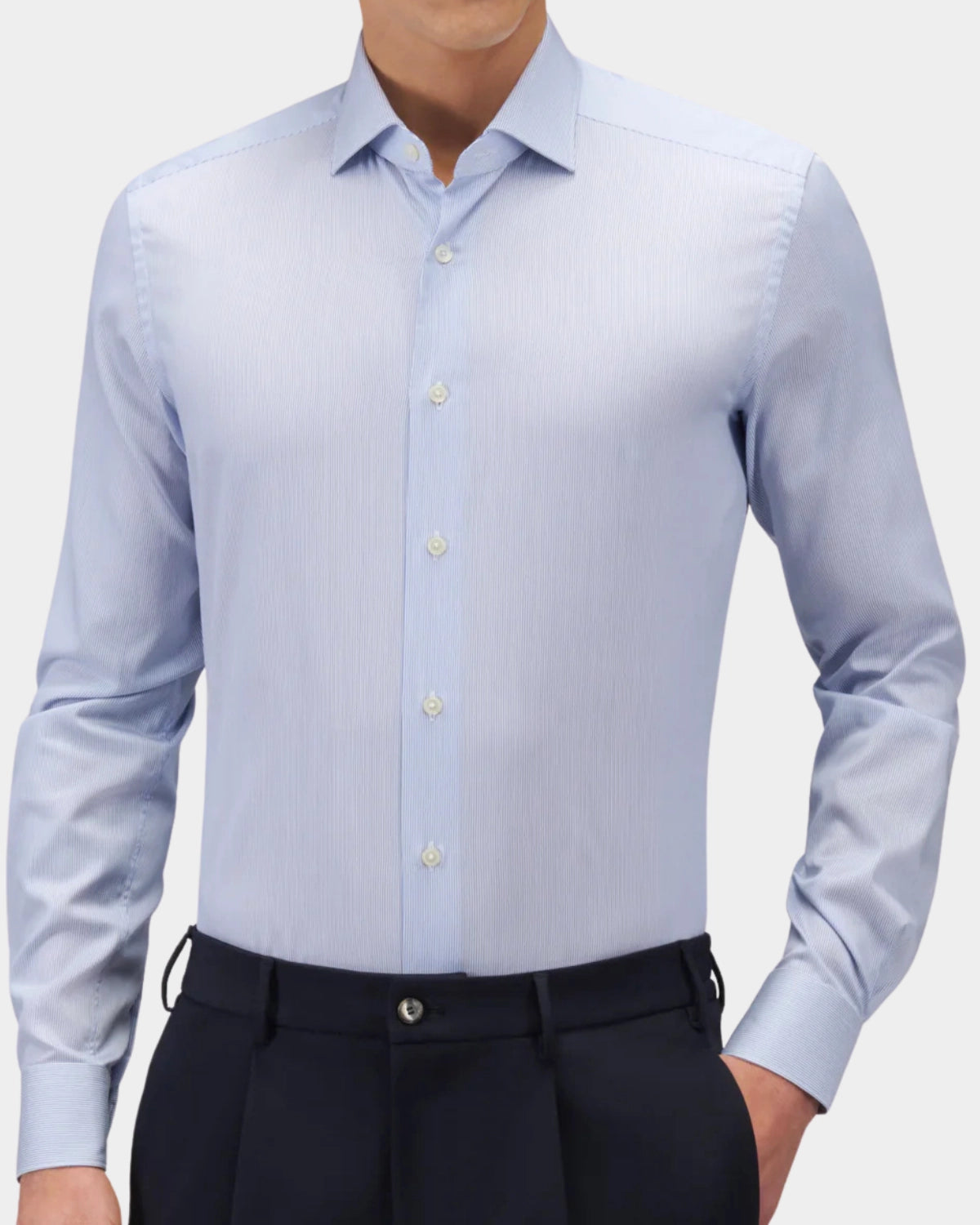 Wrinkle Free Cotton Stripe Shirt - Lt Blue - Hugo Sthlm