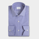 Wrinkle Free Cotton Stripe Shirt - Navy Blue