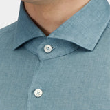 Yarn Dyed Linen Shirt - Blue