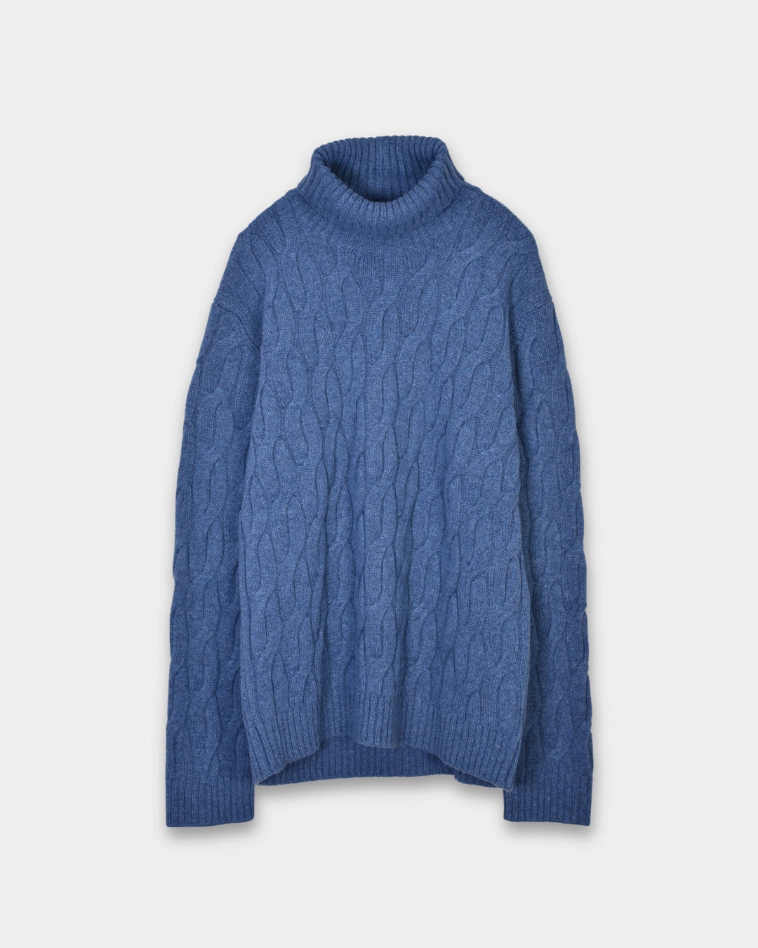 Rollneck Cabel Knite Merino - Blue - Hugo Sthlm