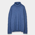 Rollneck Cabel Knite Merino - Blue - Hugo Sthlm