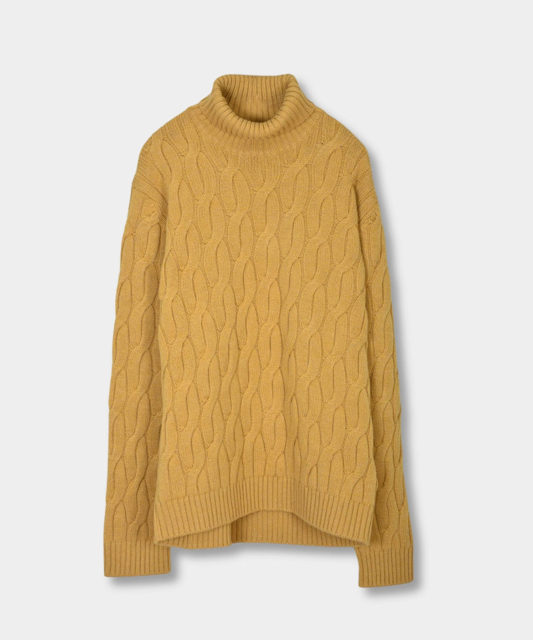 Rollneck Cabel Knite Merino - Yellow - Hugo Sthlm