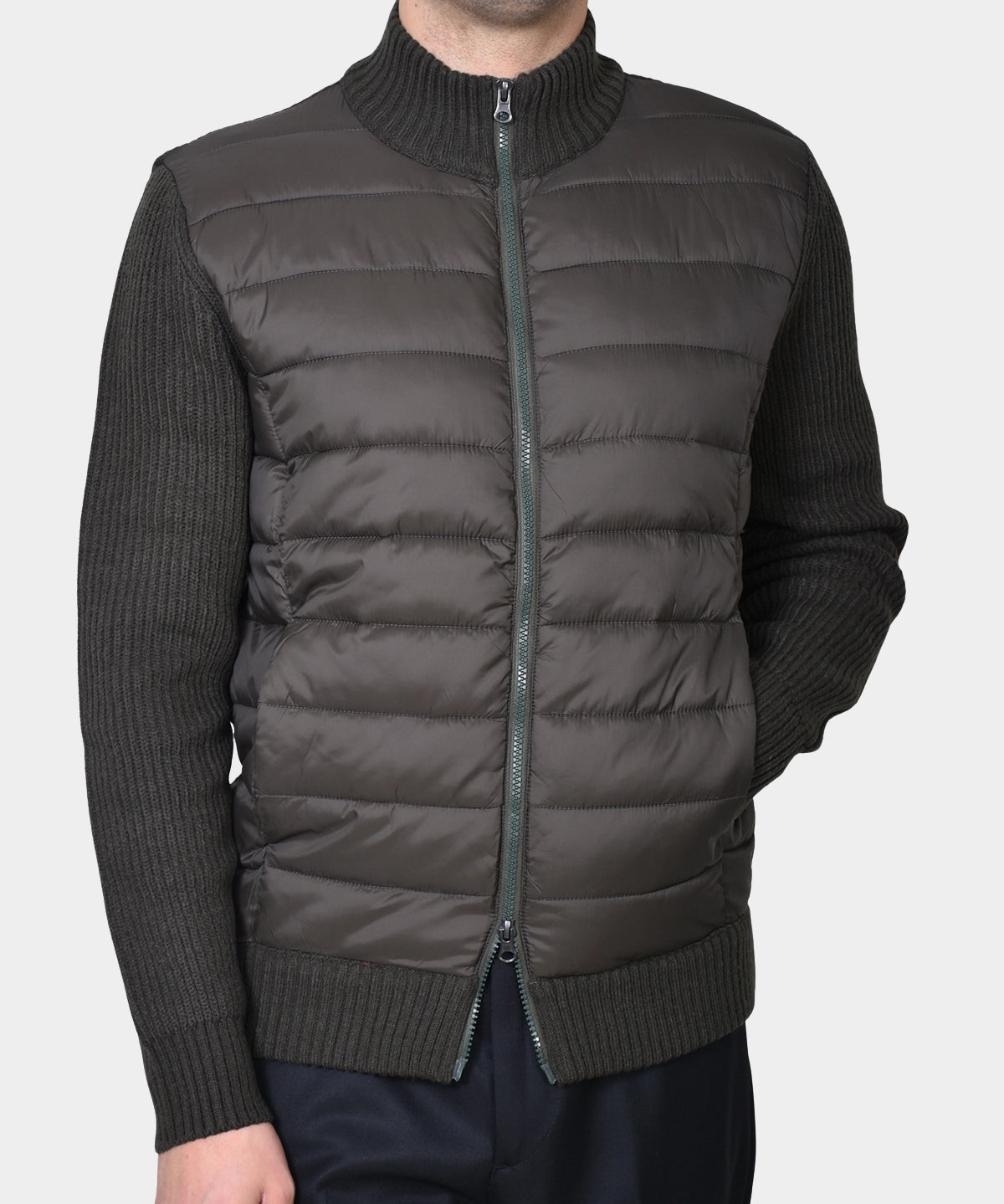 Zip Sweater Wool/Nylon - Dark Army Green - Hugo Sthlm