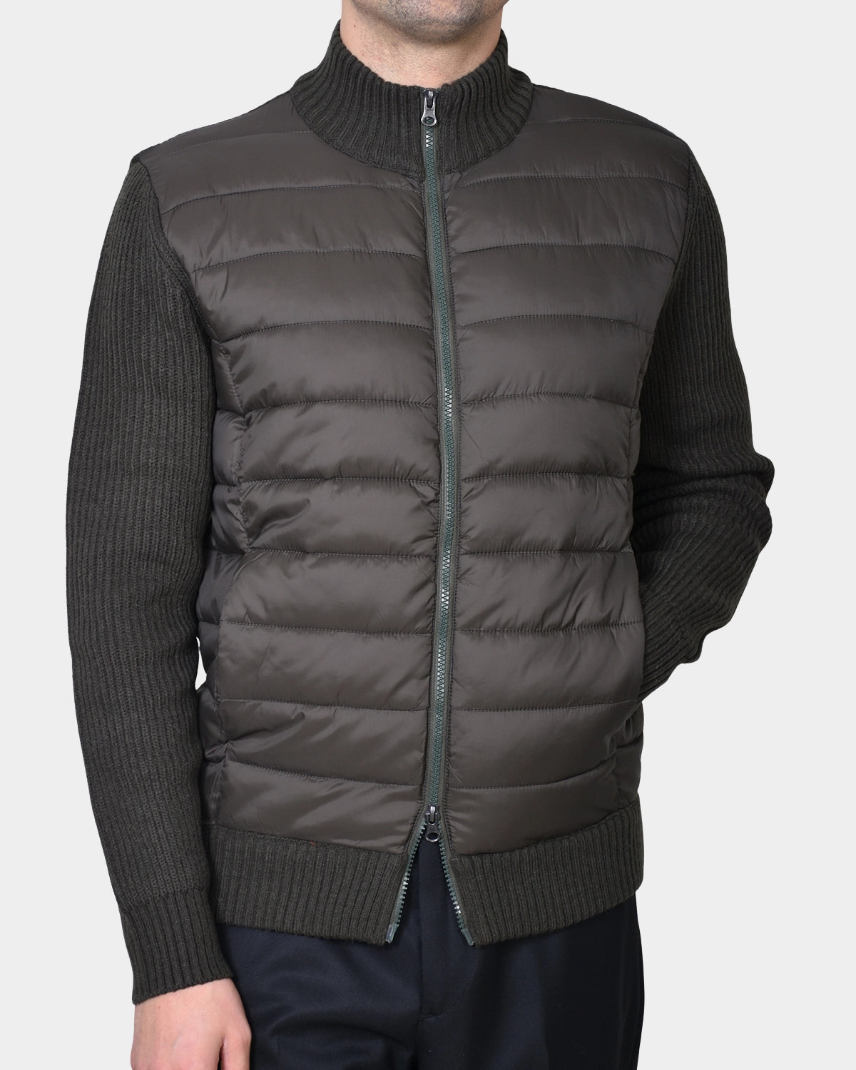 Zip Sweater Wool/Nylon - Dark Army Green - Hugo Sthlm