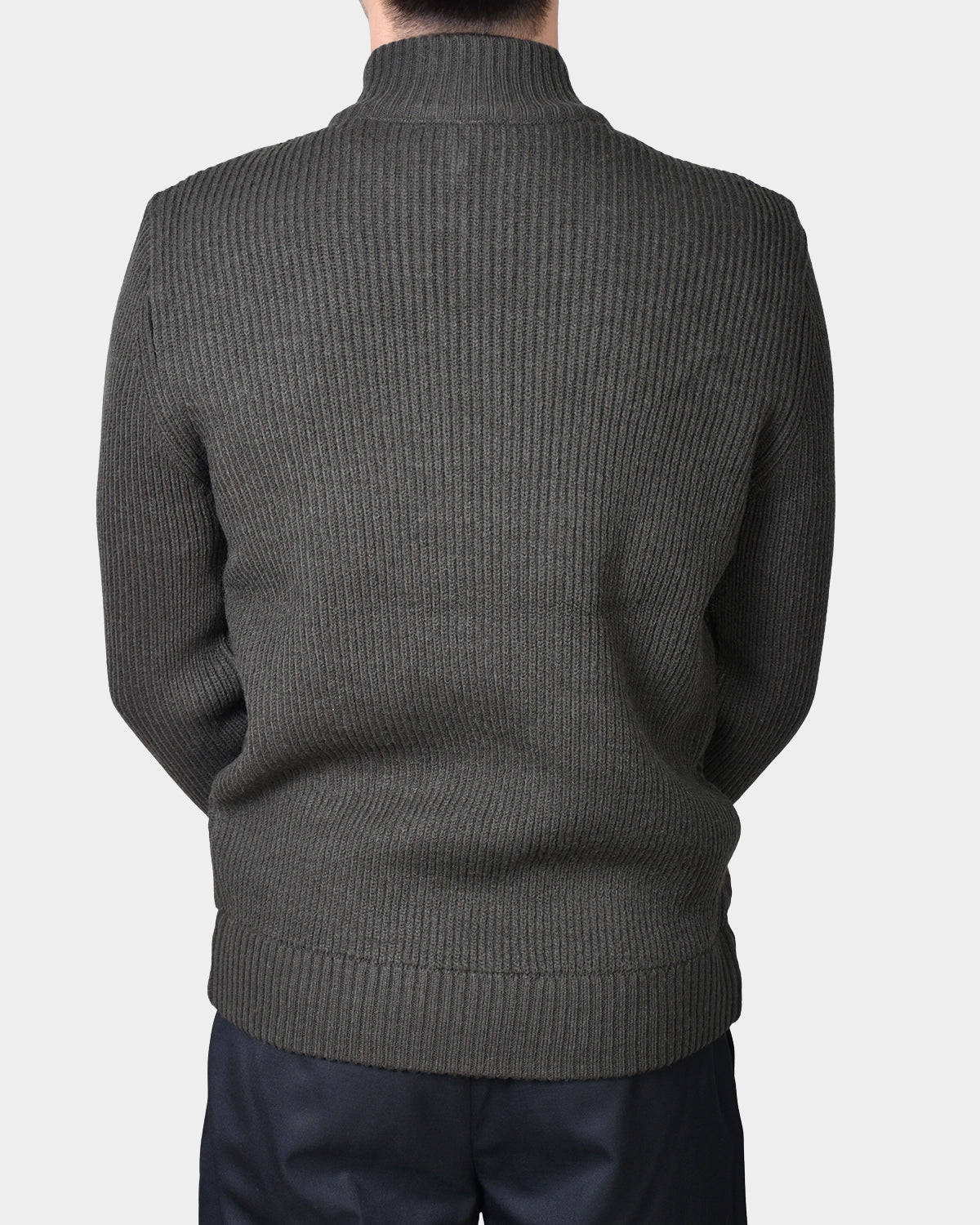 Zip Sweater Wool/Nylon - Dark Army Green - Hugo Sthlm