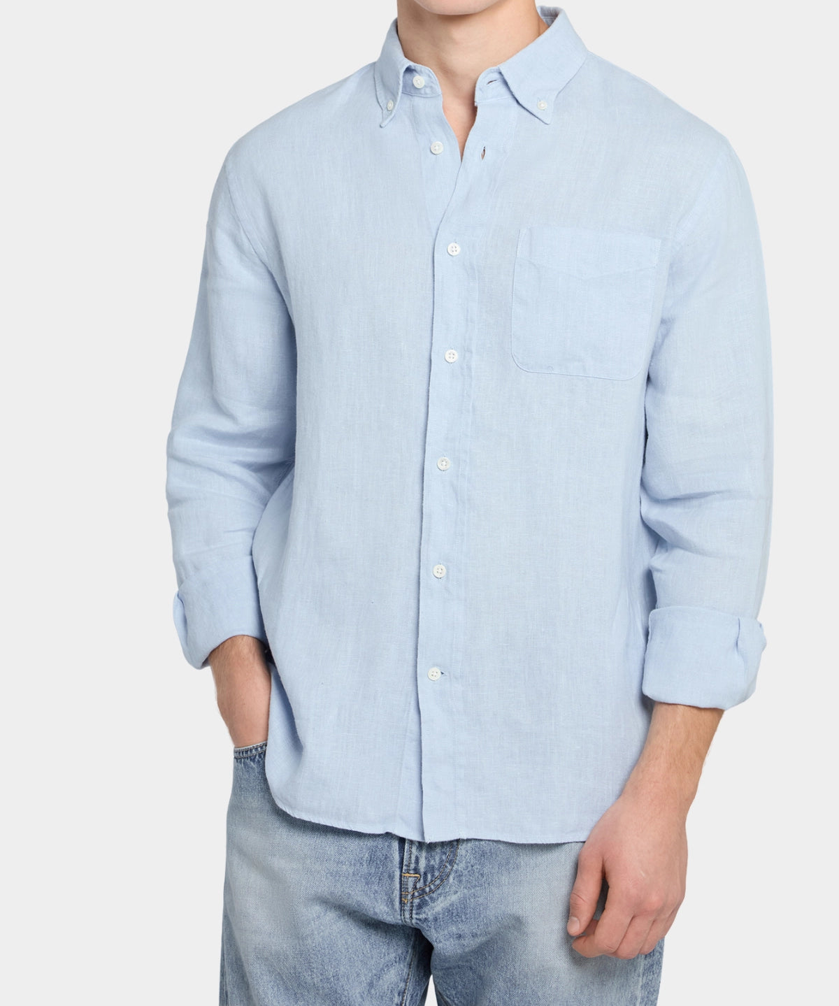 Button Down Pure Linen - Pale Blue - Hugo Sthlm
