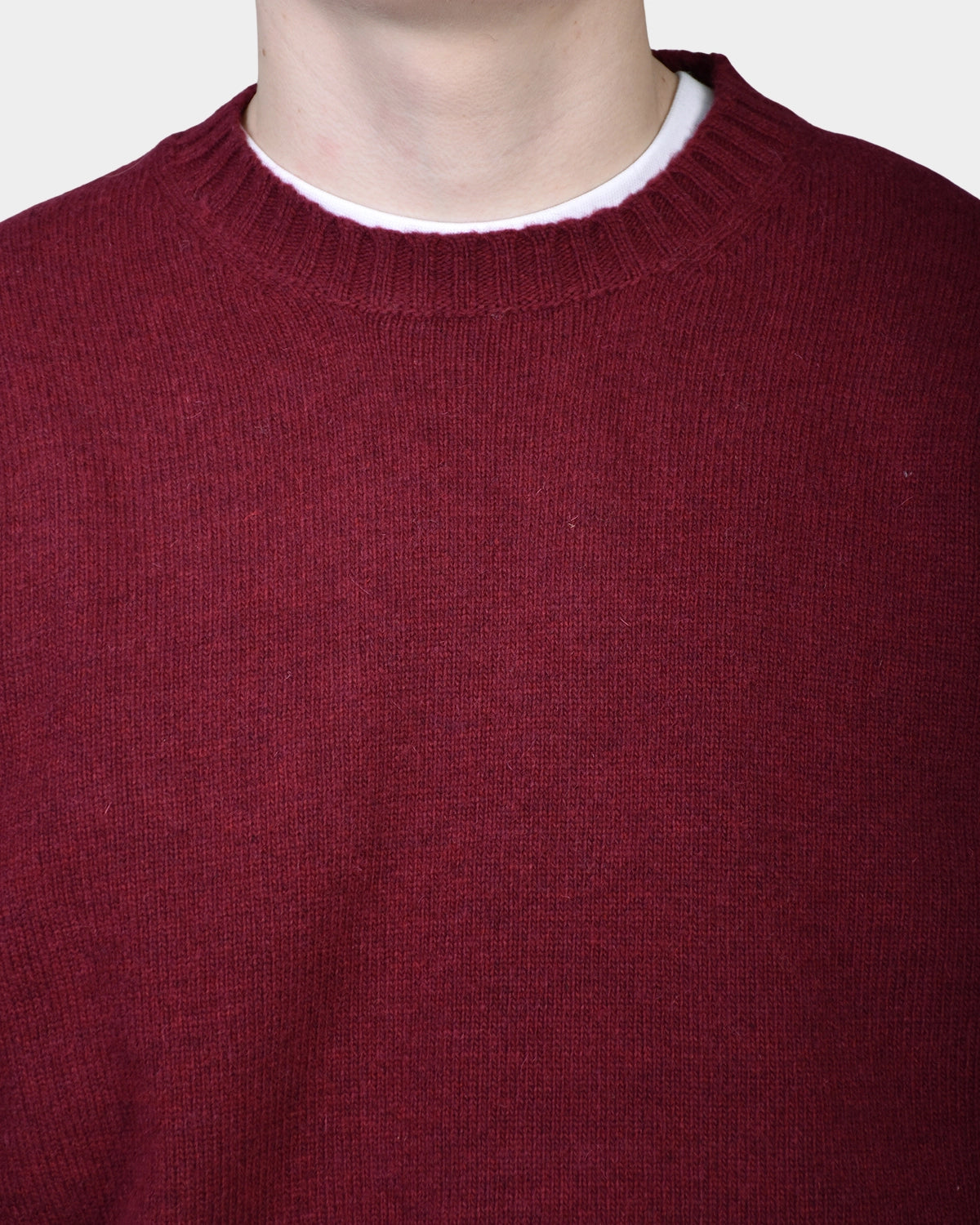 Crewneck Lambswool 7 GG - Wine - Hugo Sthlm