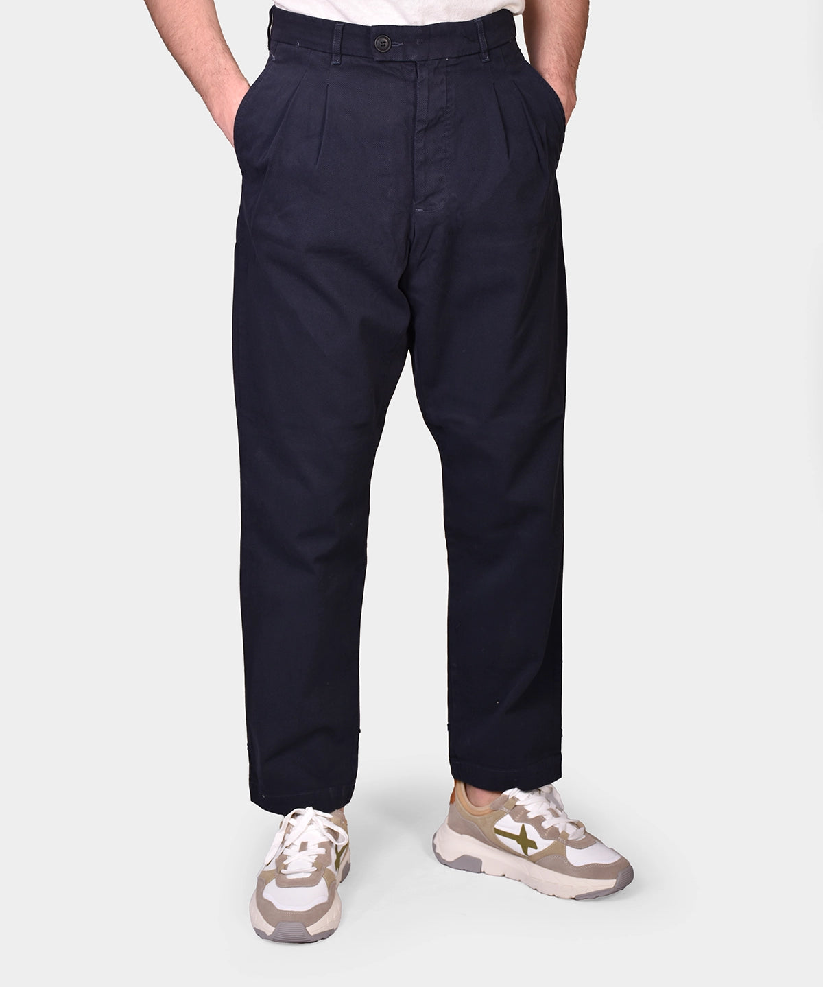 Double Pleated Trouser Structure - Navy - Hugo Sthlm