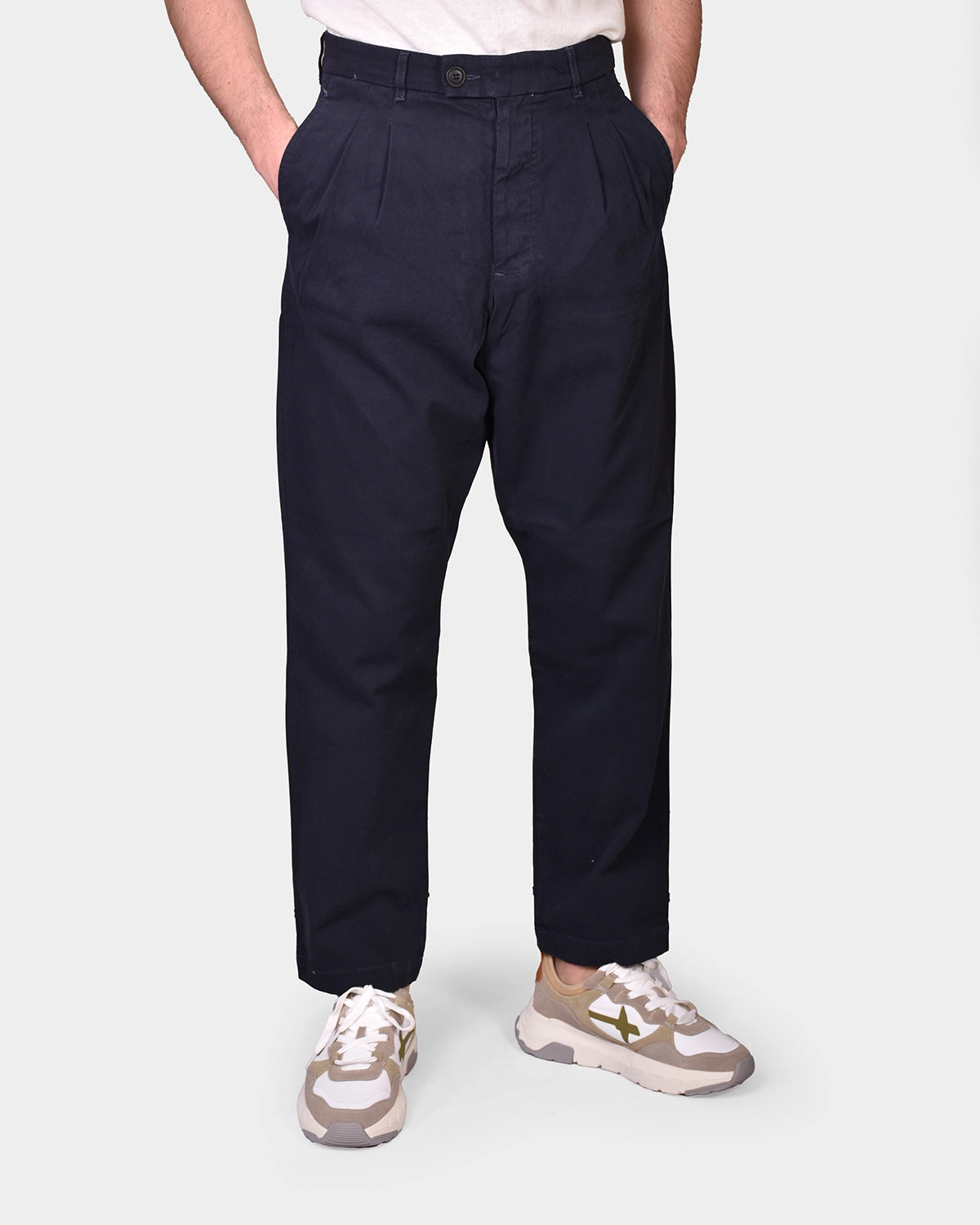 Double Pleated Trouser Structure - Navy - Hugo Sthlm