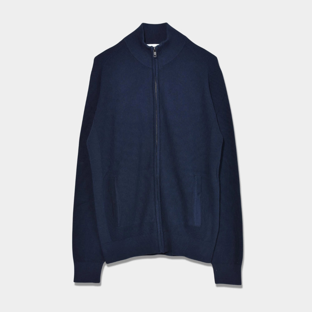 Knitted Fullzip Jacket - Navy - Hugo Sthlm