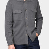 Knitted Overshirt Pocket Chest - Steel Grey