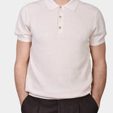 Knitted SS Polo - Crema - Hugo Sthlm