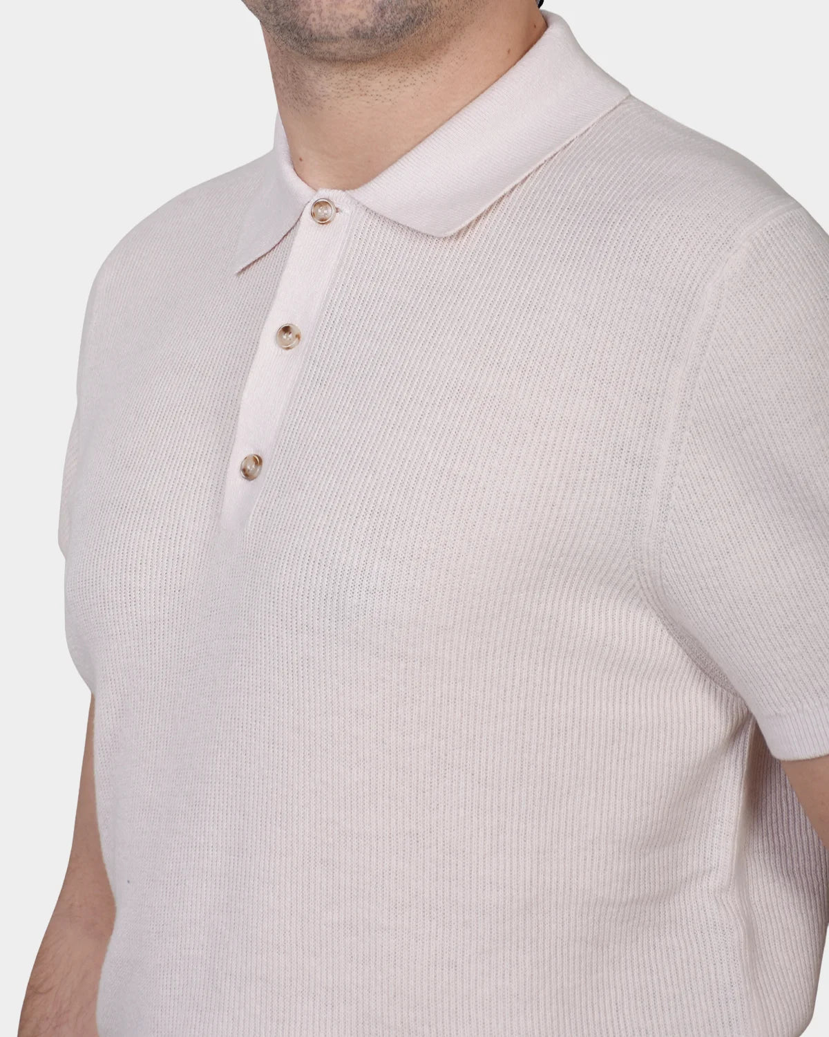 Knitted SS Polo - Crema - Hugo Sthlm